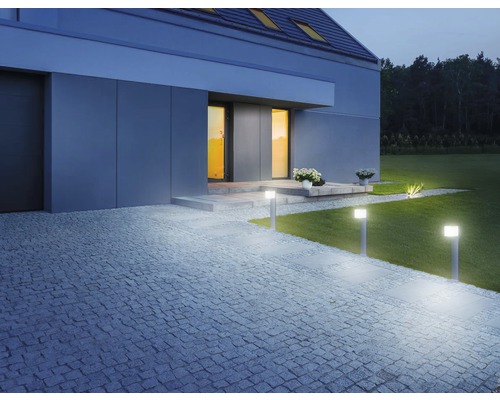 Steinel LED Sensor Tuinpadverlichting 9,1W 650 lm 3000K warm wit H 632,5 mm bedienbaar via app + Bluetooth GL 80 SC zilver