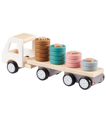 Kids Concept Stapelwagen - 38 cm - Aiden - Weiß/Natur