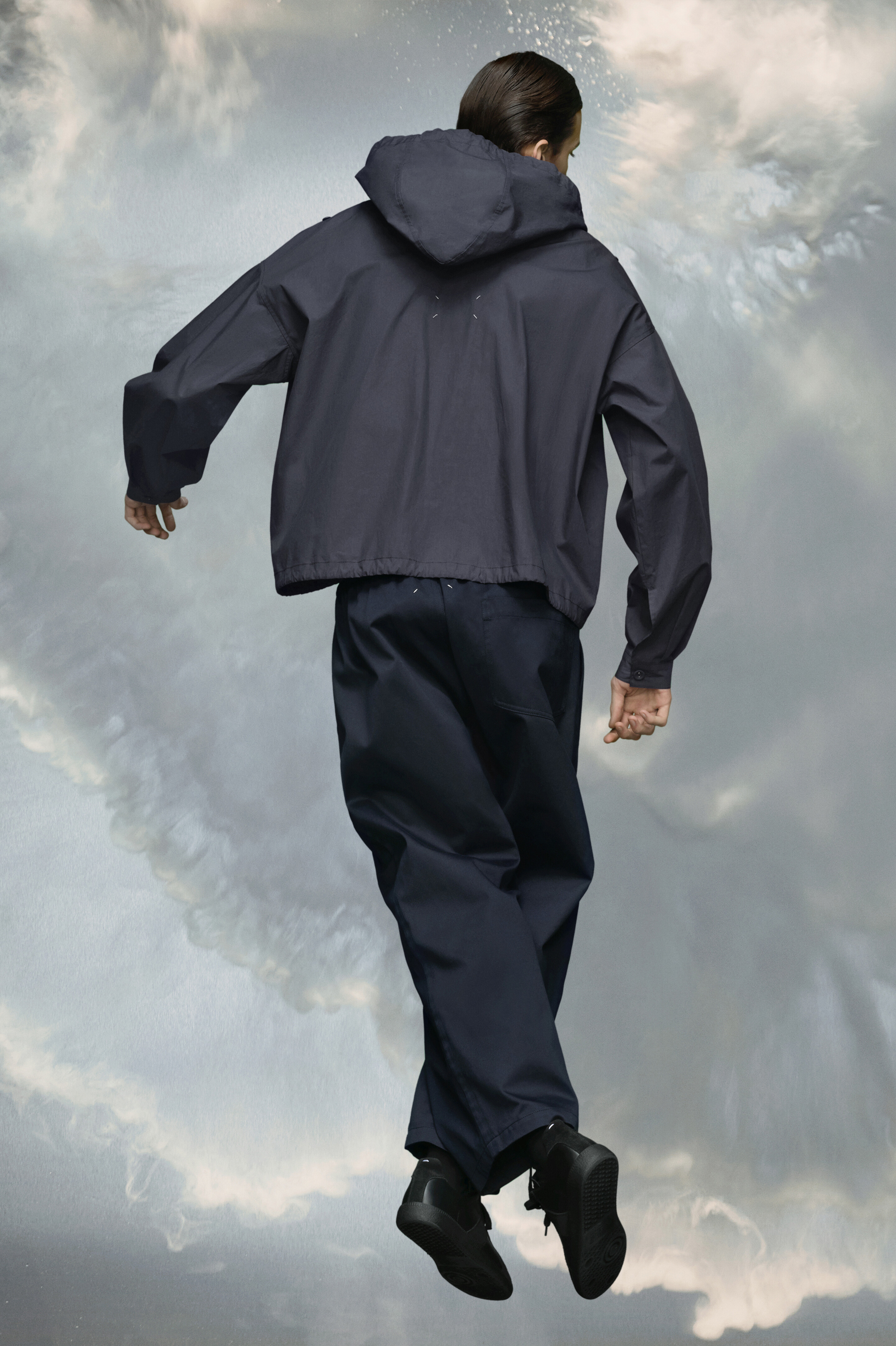 Veste À Capuche En Coton Enduit Noir délavé