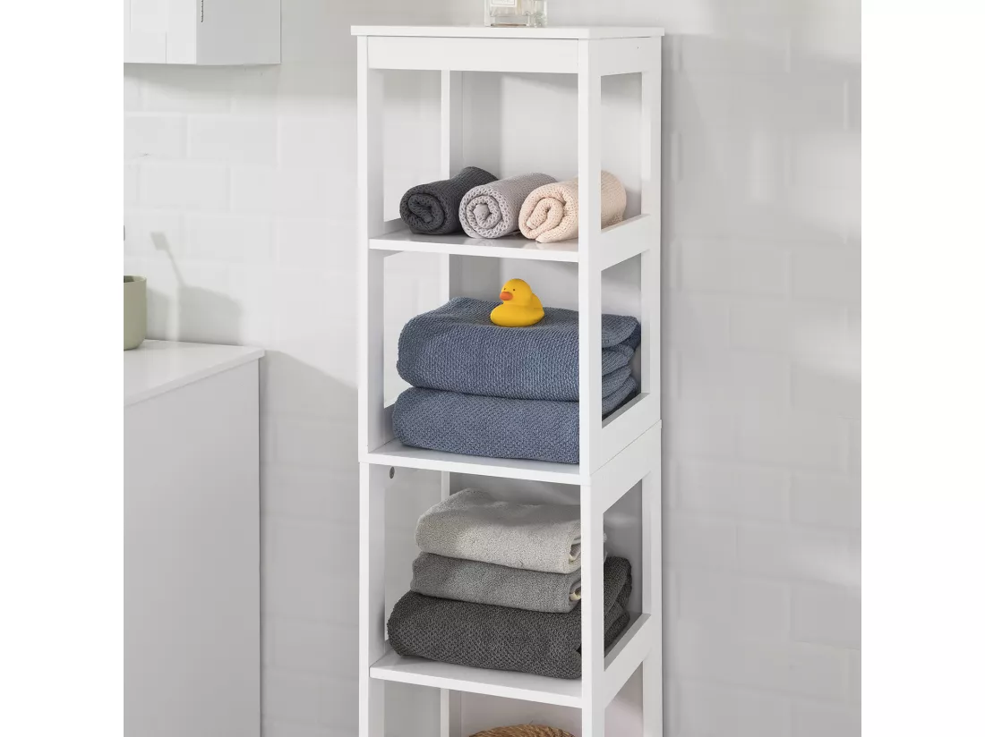 Meuble Colonne De Salle De Bain Armoire Haute Étagère De Salle De Bain Avec 6 Étagères,bzr14-w
