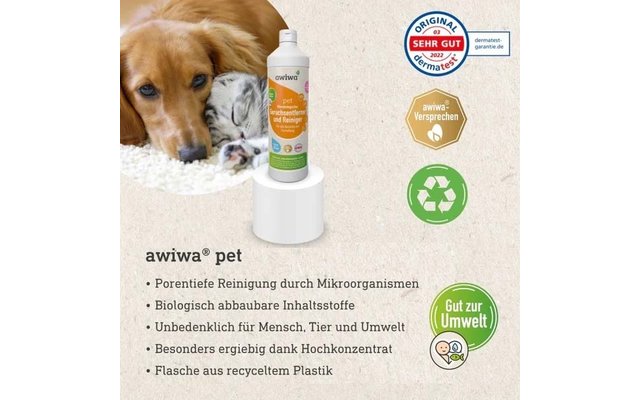 Awiwa pet Reiniger und Geruchsentferner für Tiere 1 Liter