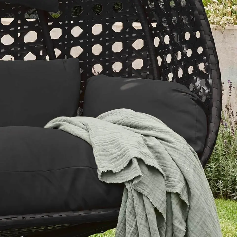 HOME DELUXE Polyrotan Hangstoel TWIN Zwart Pure