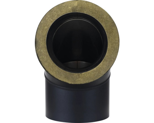 Dubbelwandige 90° boog zonder deur, Ø 150 mm, geïsoleerde stalen plaat, zwart