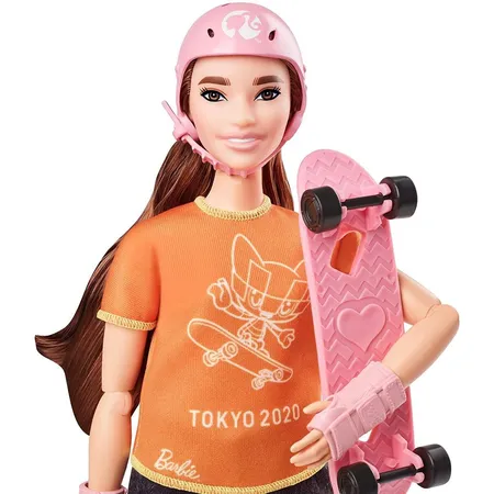 Barbie Olympic Games Tokyo 2020 Skateboarder-Puppe mit Outfit