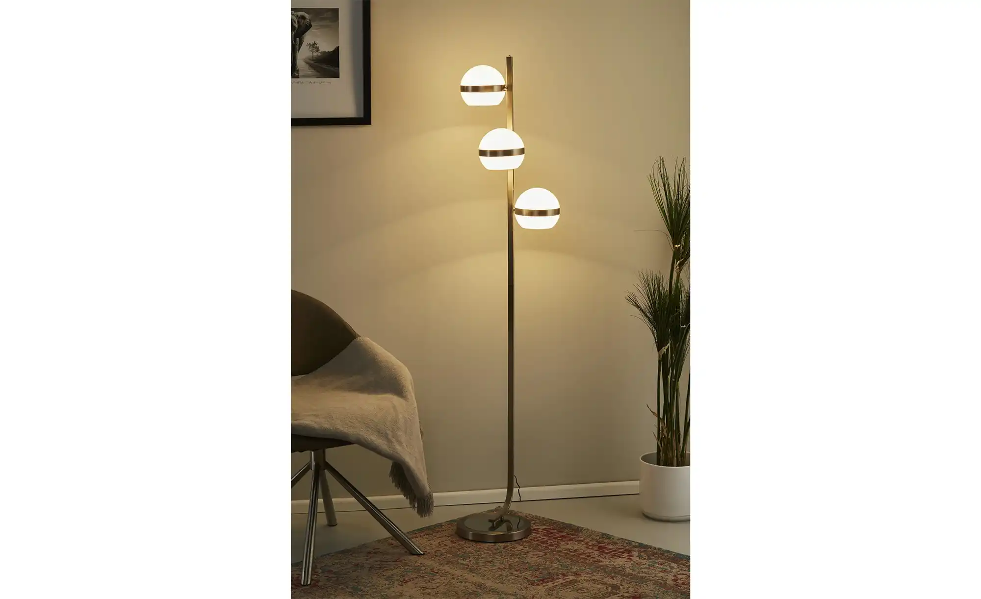 KHG LED-Stehleuchte, 3-flammig, Nickel-matt
