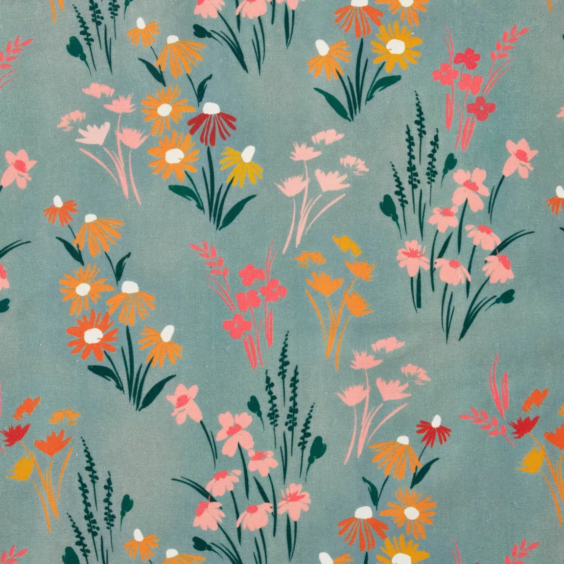 Nappe rectangulaire coton enduit (150 x 350 cm) Juliette Vert eucalyptus