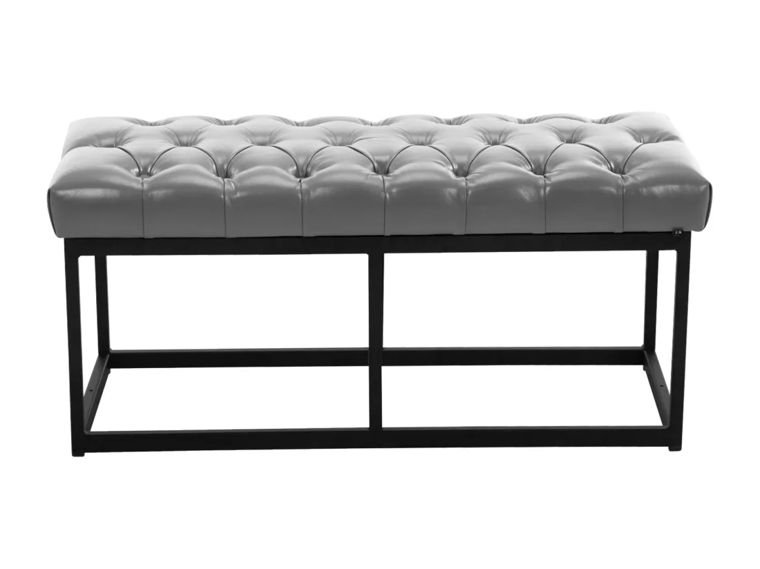 Banquette - Similicuir & Métal noir mat - Gris - Amun