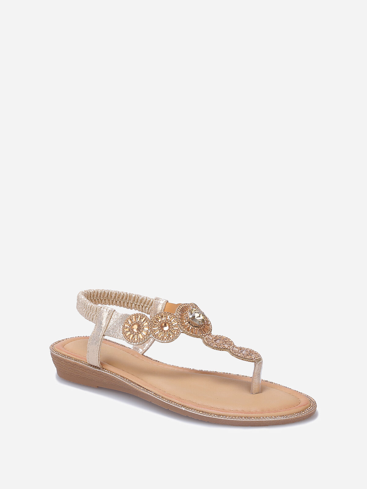 Nu-pieds pailletés à strass- Doré