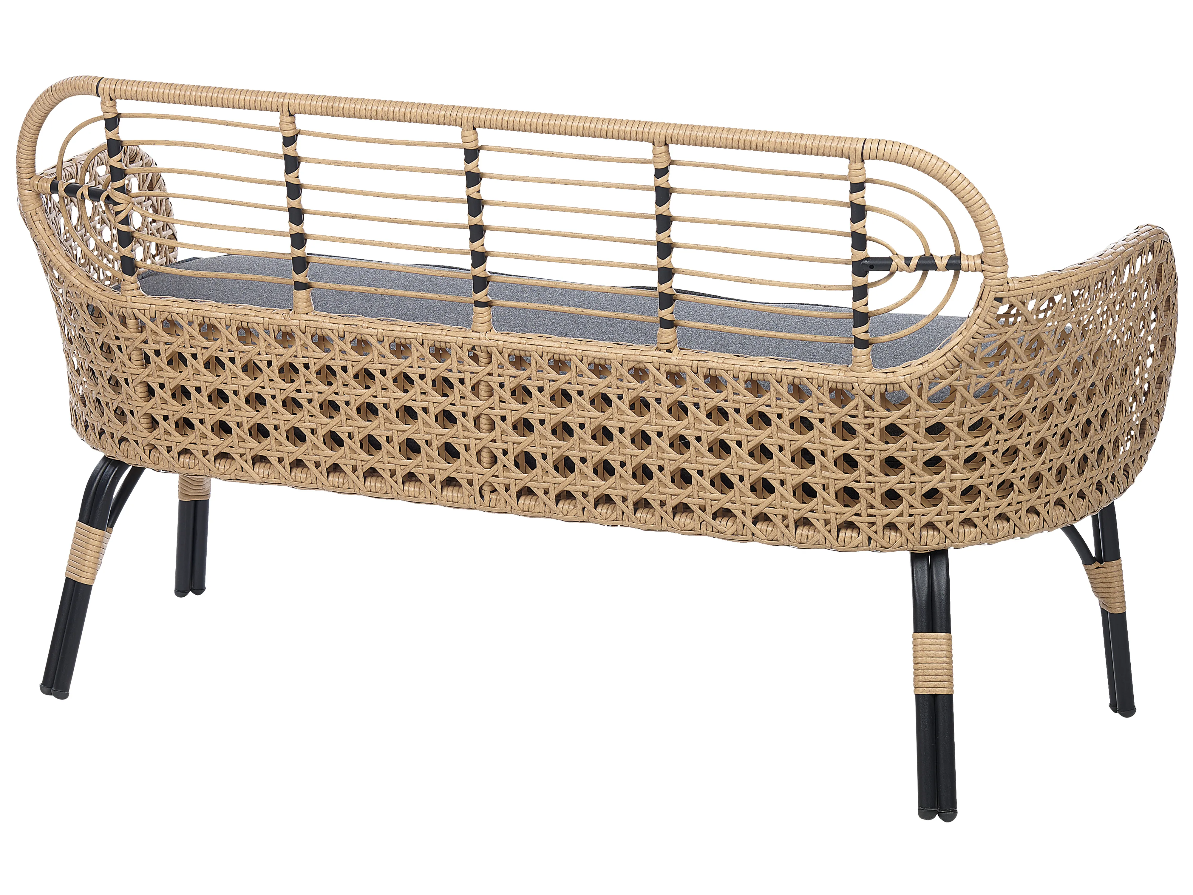 Tuinbank met zitkussen PRATELLO 122 cm PE rotan Natuurlijk
