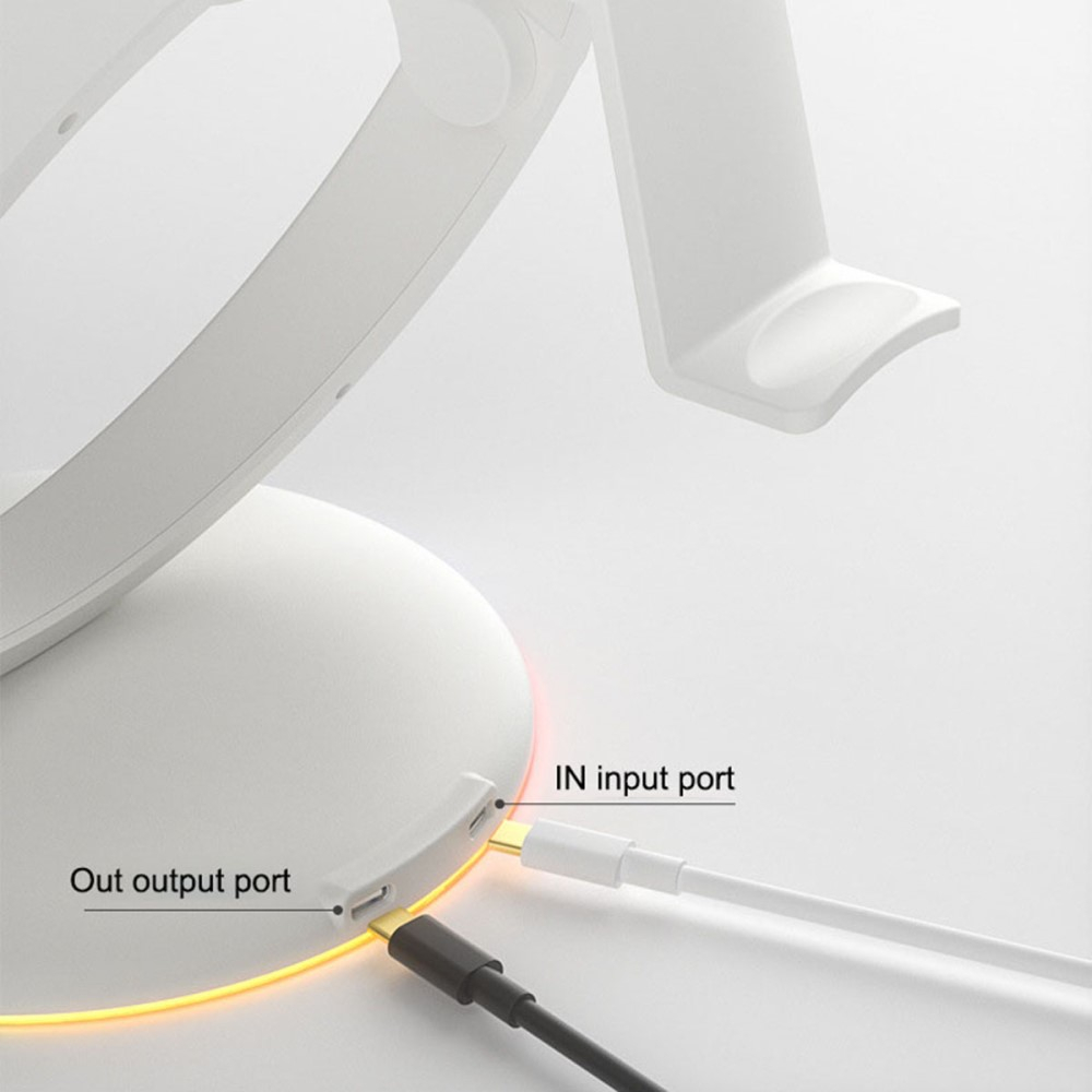3in1 Meta Quest / Oculus Quest 2 Halterung für VR Brille / Controller   Kopfhörer mit RGB LED - Weiss