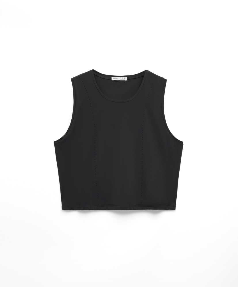 Top cropped sem mangas técnico microperfurado