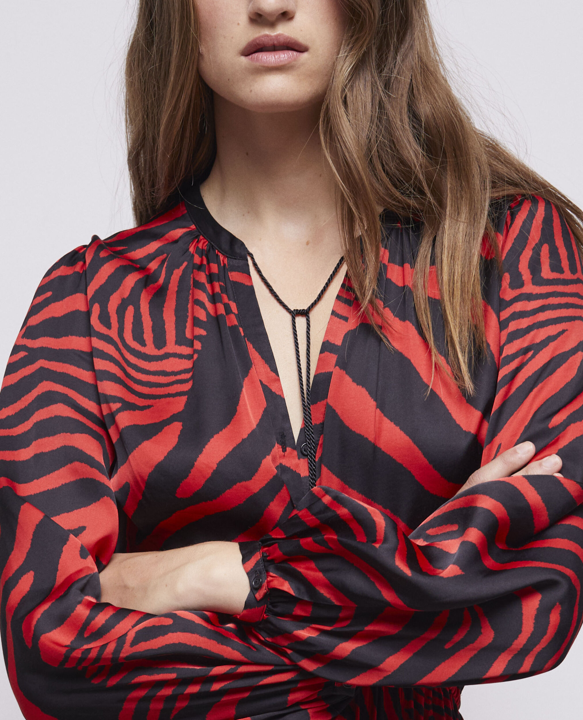 Robe longue imprimée rouge