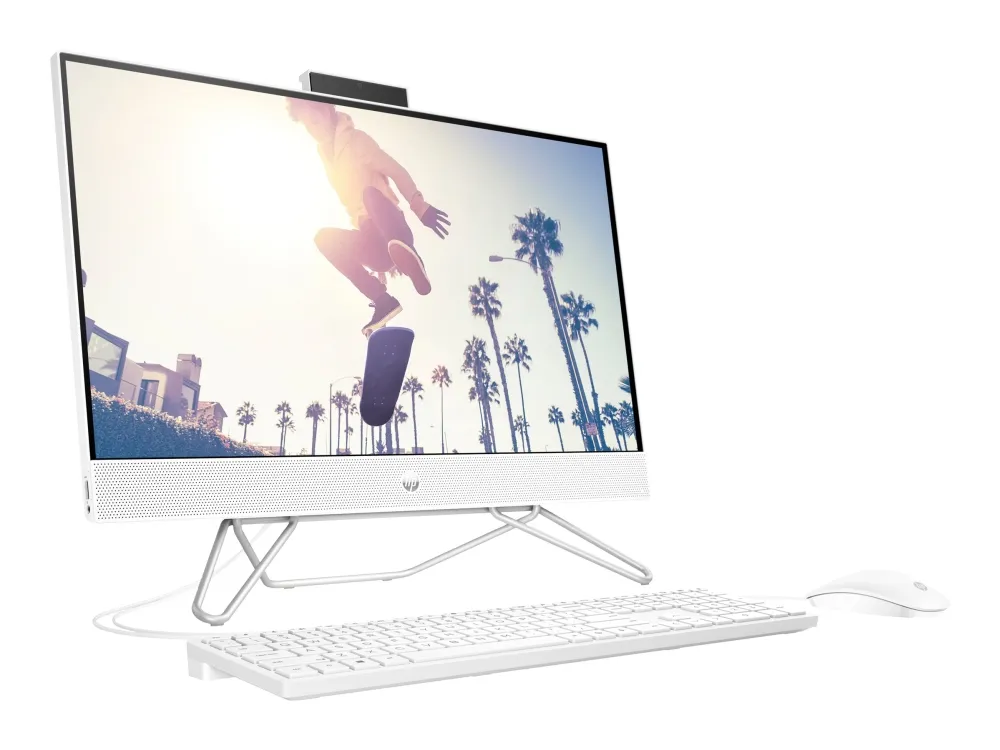 HP 24-cb1111ng - Alt-i-én Core i5 1235U / op til 4.4 GHz - RAM 16 GB - SSD 512 GB - NVMe - Intel Iris Xe Graphics - Bluetooth 5.2, Gigabit Ethernet, IEEE 802.11ax (Wi-Fi 6) - FreeDOS - skærm: LED 23.8