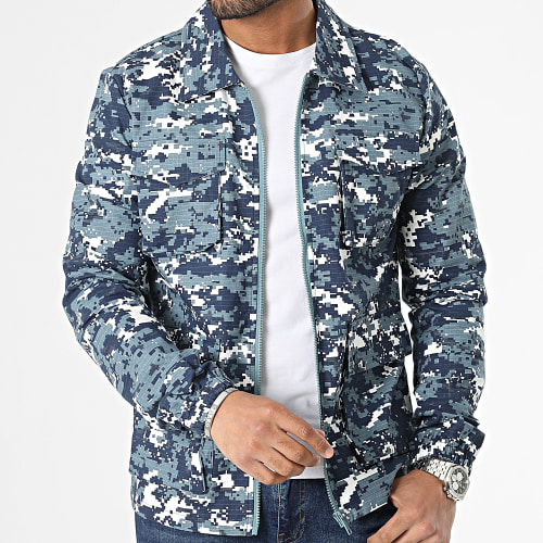 Veste Zippée Bleu Clair Bleu Marine Camouflage