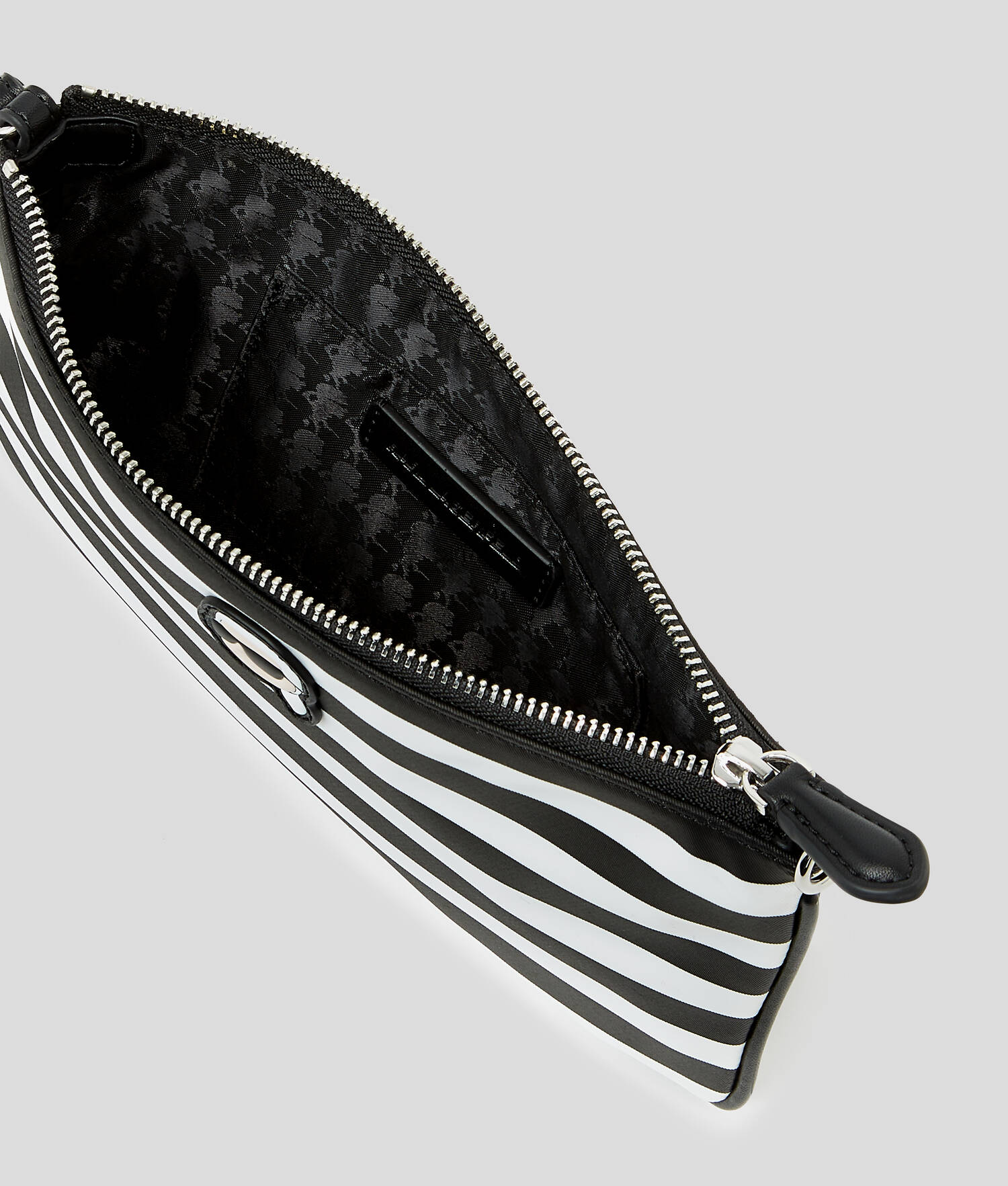 POCHETTE PORTÉ ÉPAULE EN NYLON IKON - Petite rayure Noir-Blanc