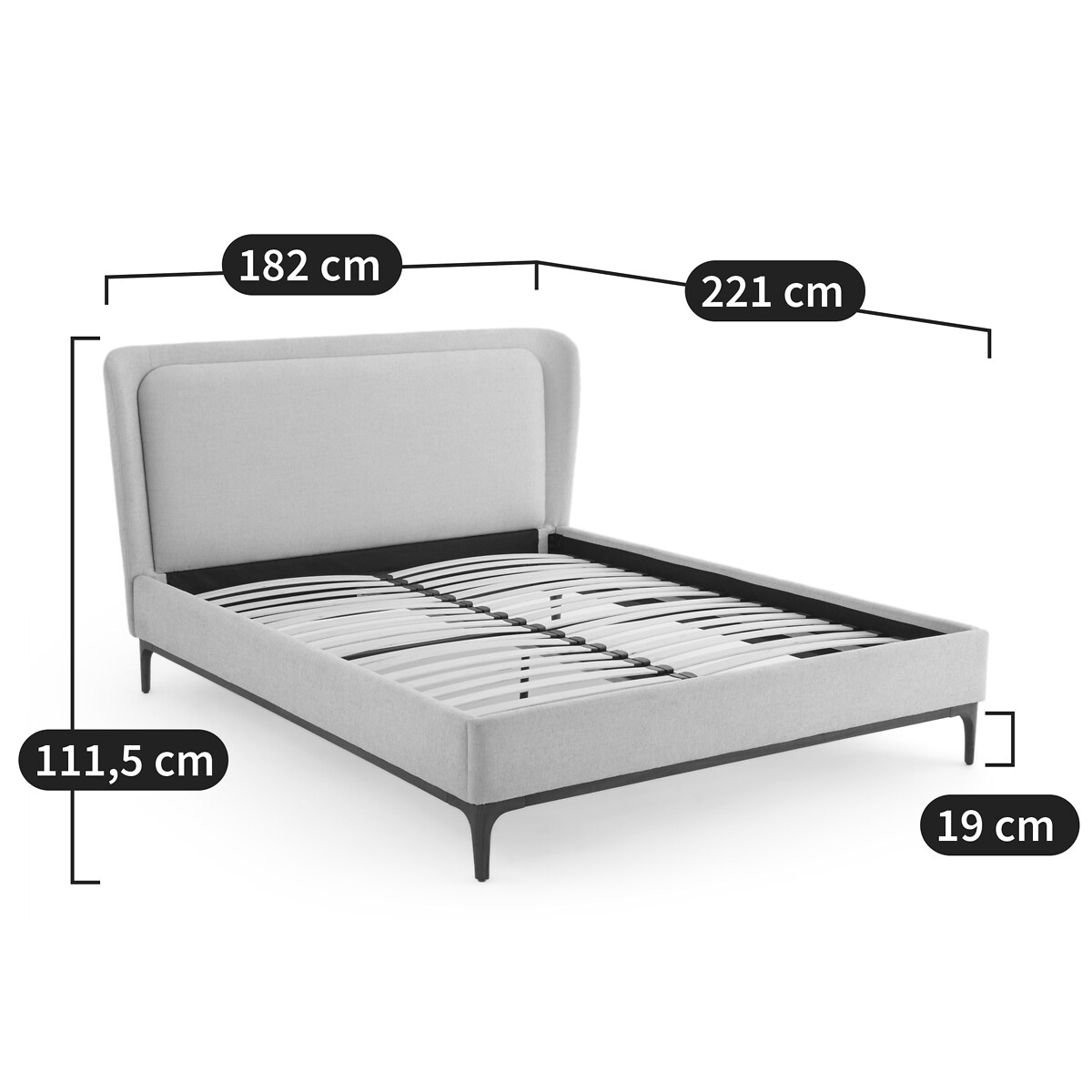 AM.PM<br>Cama com cabeceira e estrado de ripas, Jabote
