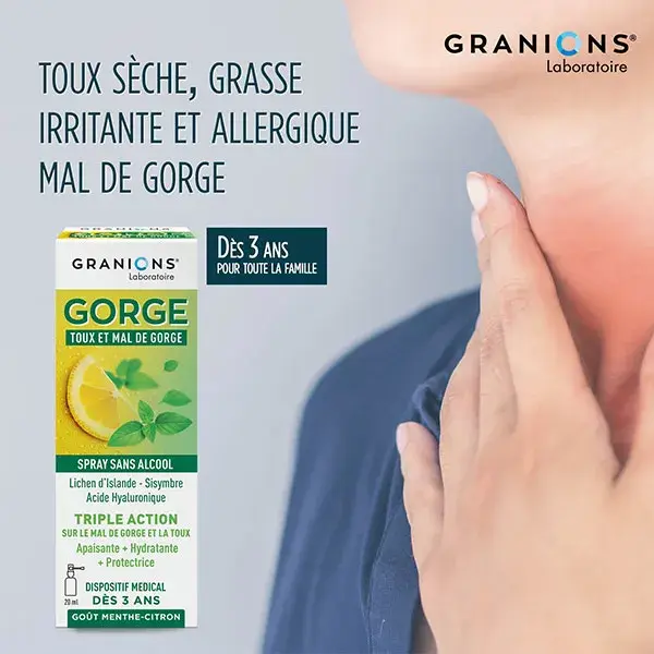 GRANIONS - Spray para Garganta - Spray para Tosse e Dor de Garganta - Hortelã-Limão - 20 mL