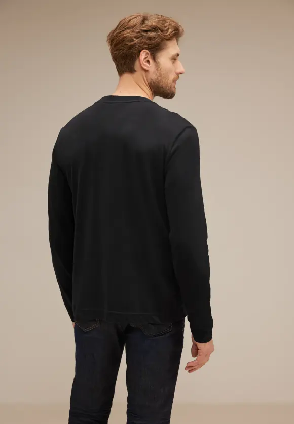 Langarmshirt mit Print - Black
