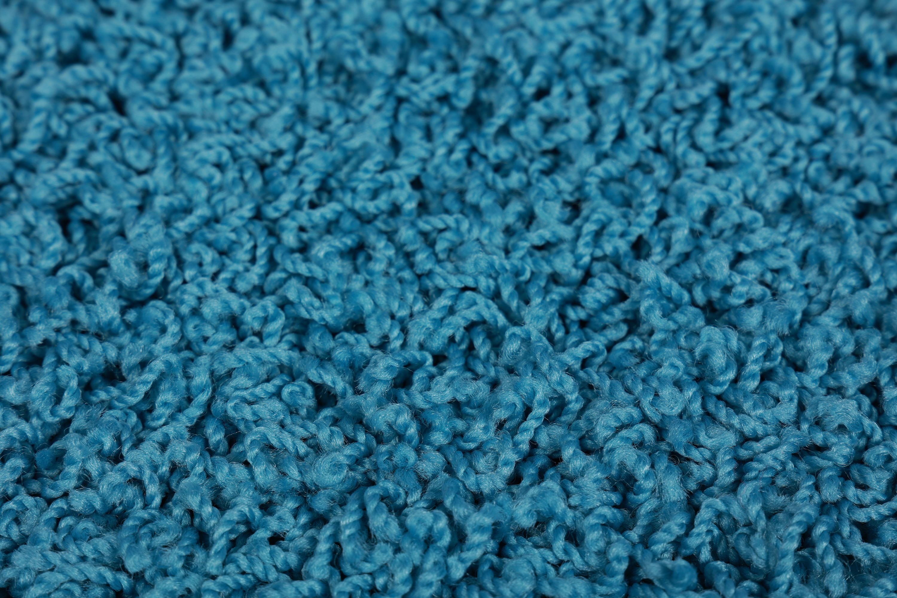 Hochflor Teppich rund 120 cm türkis