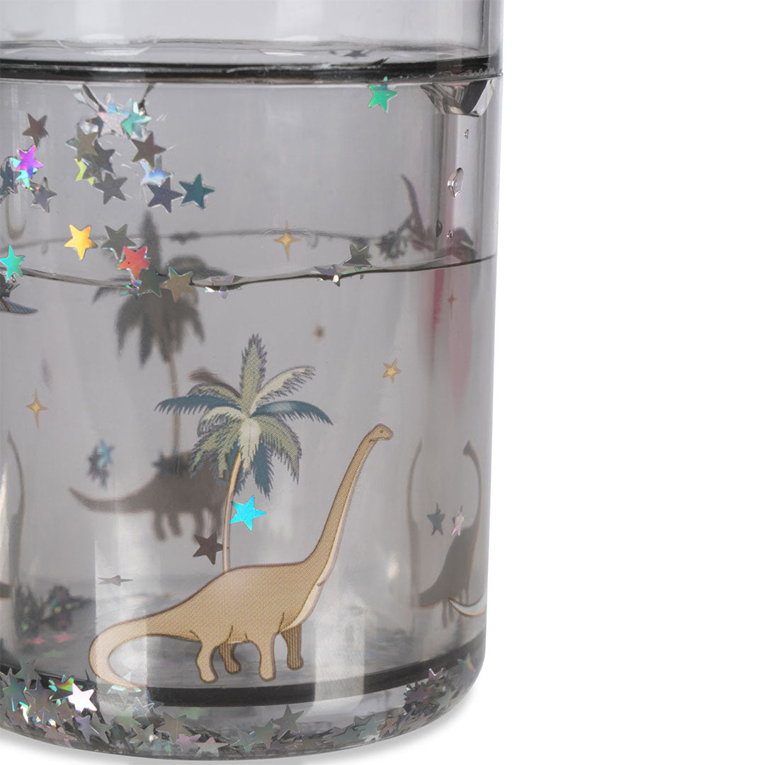 Konges sløjd kinderbekers met glitter dino - grijs - 2st