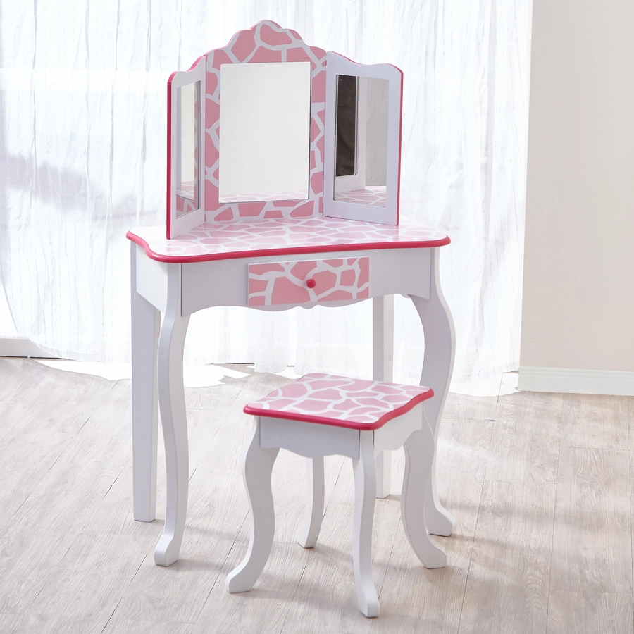 Teamson Kids Schminktisch mit Hocker, Giraffe