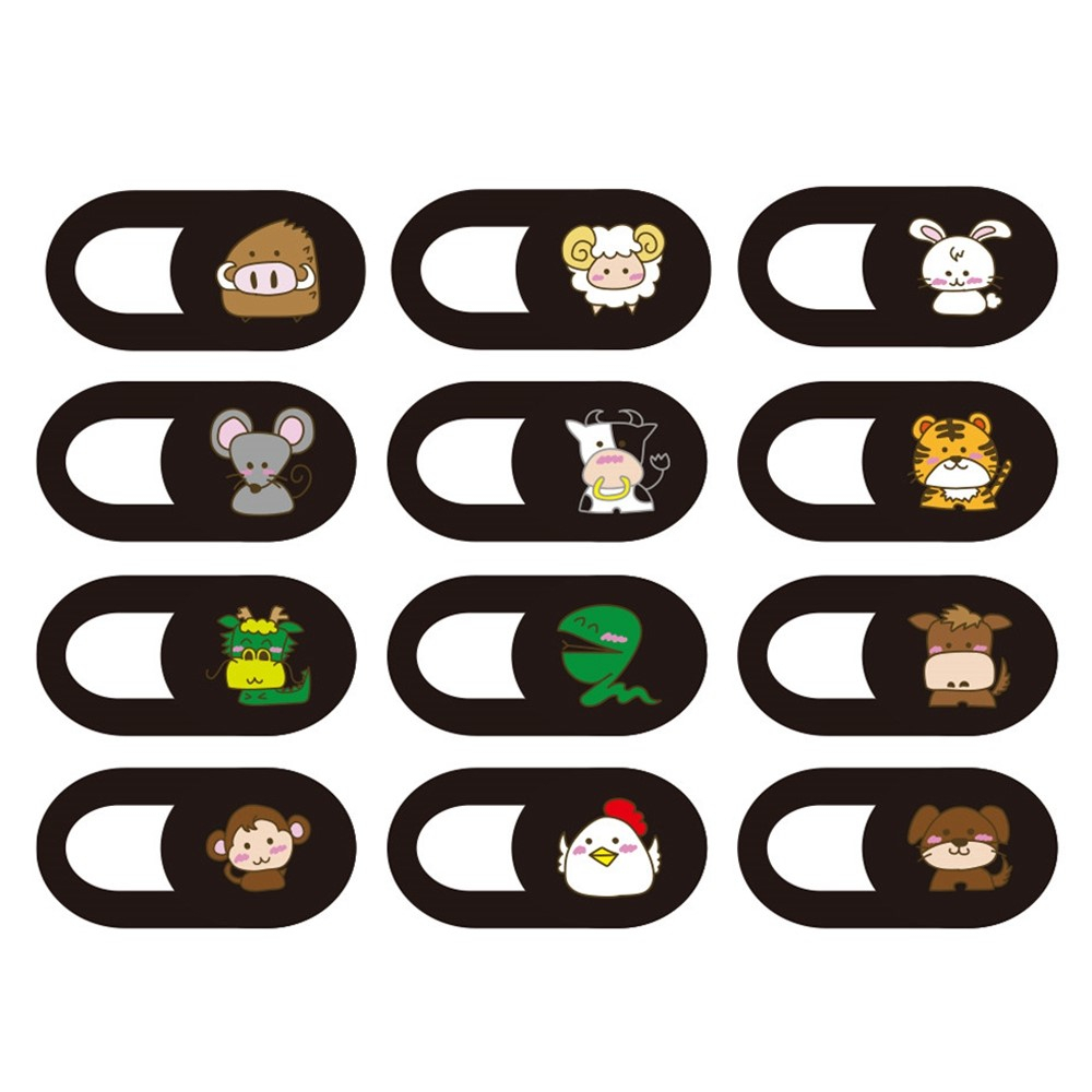 (12er Set) - Privatsphären Kamera Abdeckung Webcam Cover Schutz Sticker mit Slider - Tiere