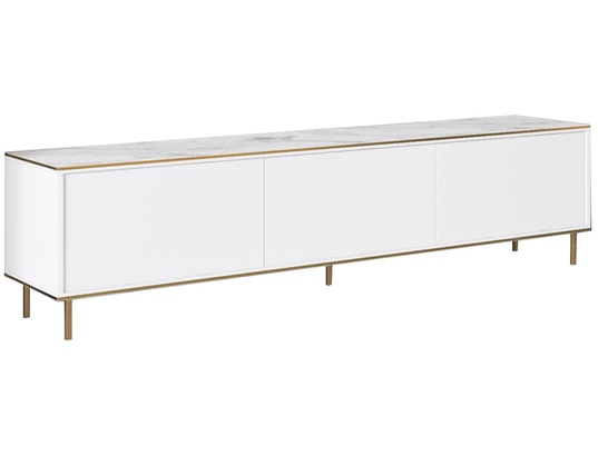 CONCEPT1 - Meuble TV Imaj Marbre Blanc, Or 180 x 45,2 x 35