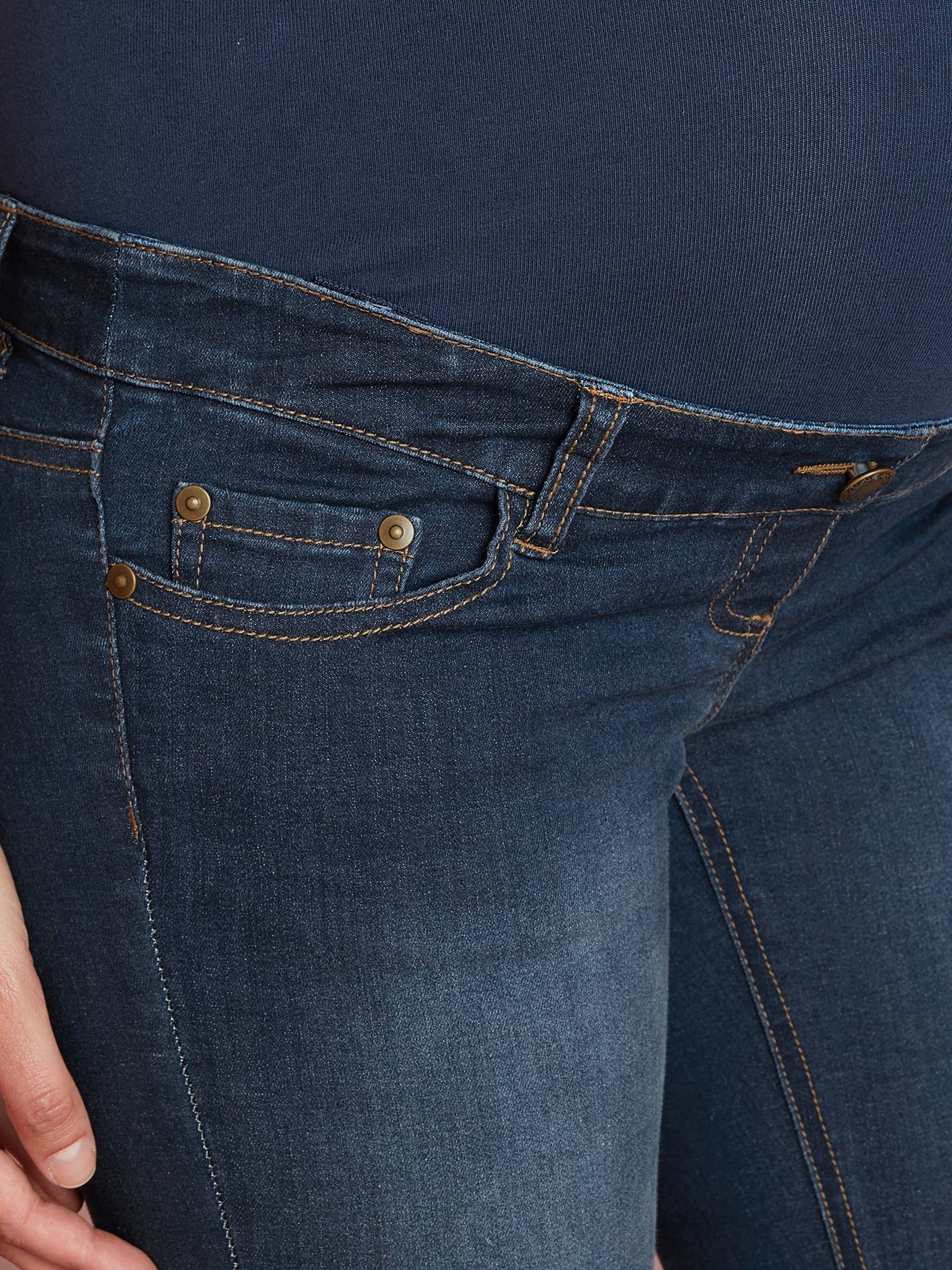 Calça jeans flare para gestante, comprimento da perna 85 cm, jeans natural