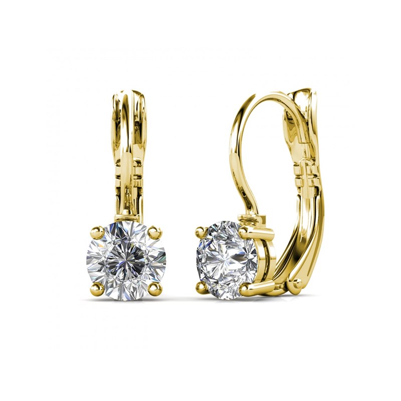 Boucles d'oreilles Round - Doré et Cristal