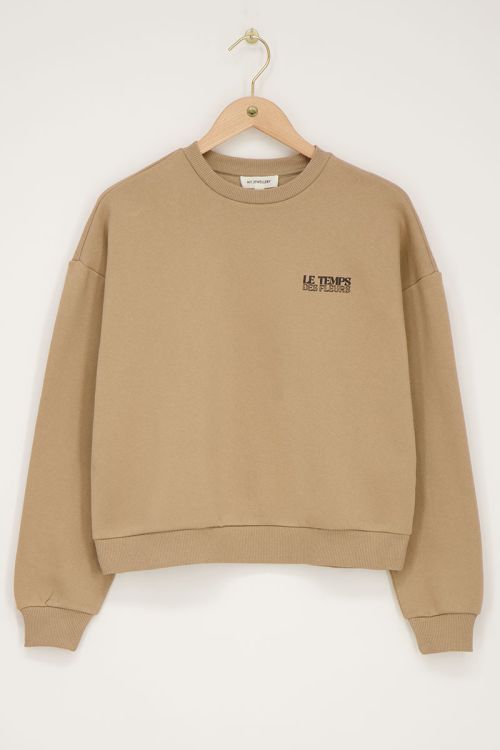Beige sweater met multikleur ''Le temps''