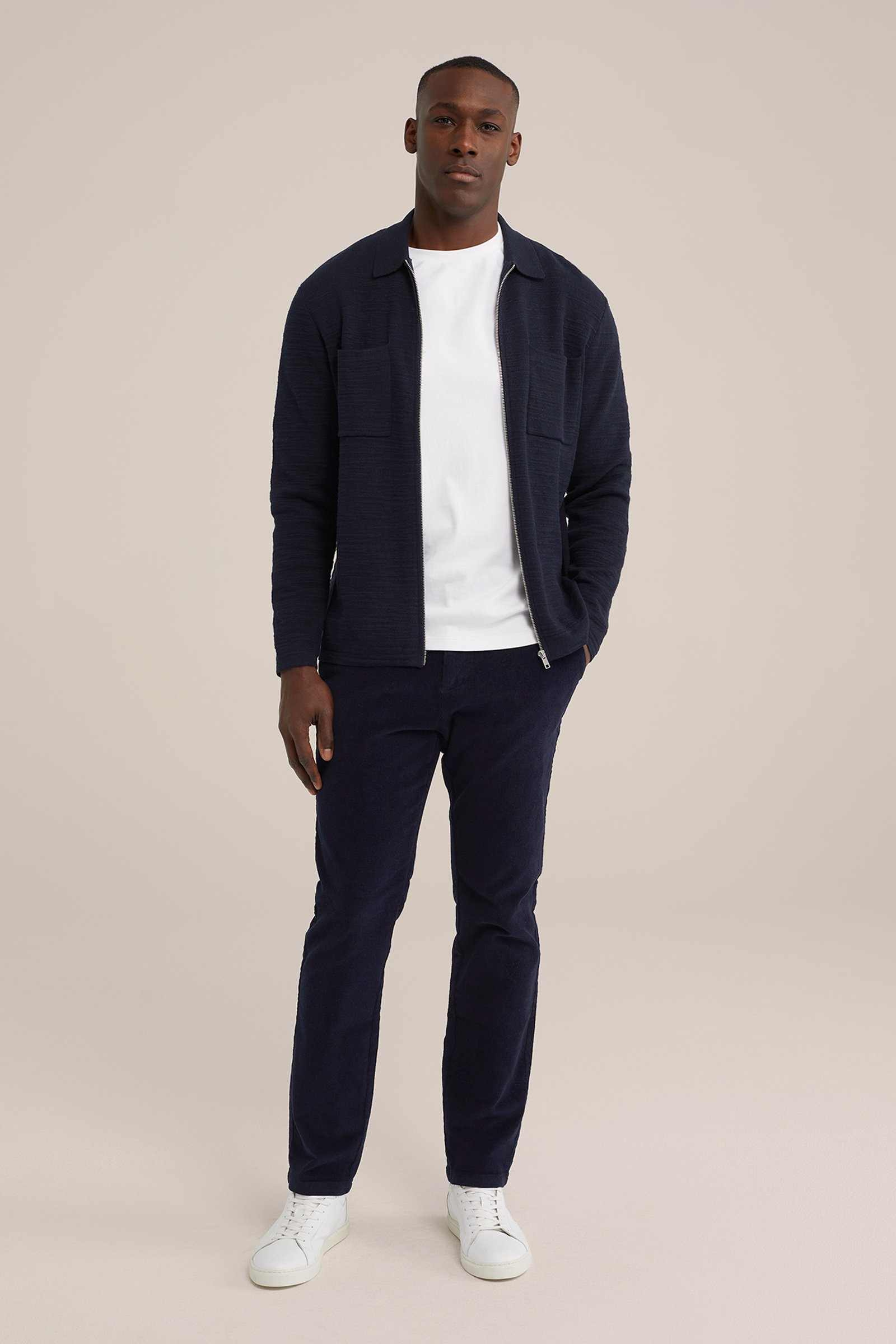 slim fit chino van corduroy Fundamentals Donkerblauw