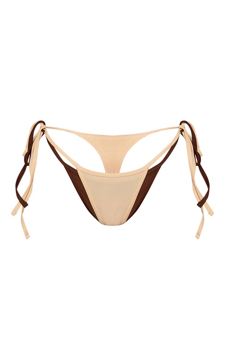 Citron Bas De Bikini À Nouer Sur Les Côtés Double Épaisseur Contrastée