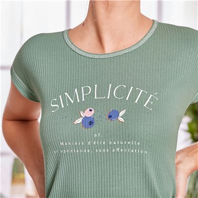 Chemise de nuit en jersey côtelé DODO HOMEWEAR®