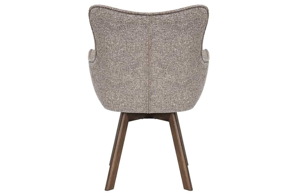 Drehbarer Stuhl THOR taupe Strukturstoff braun Wenge Eichenholz 360° mit Armlehne