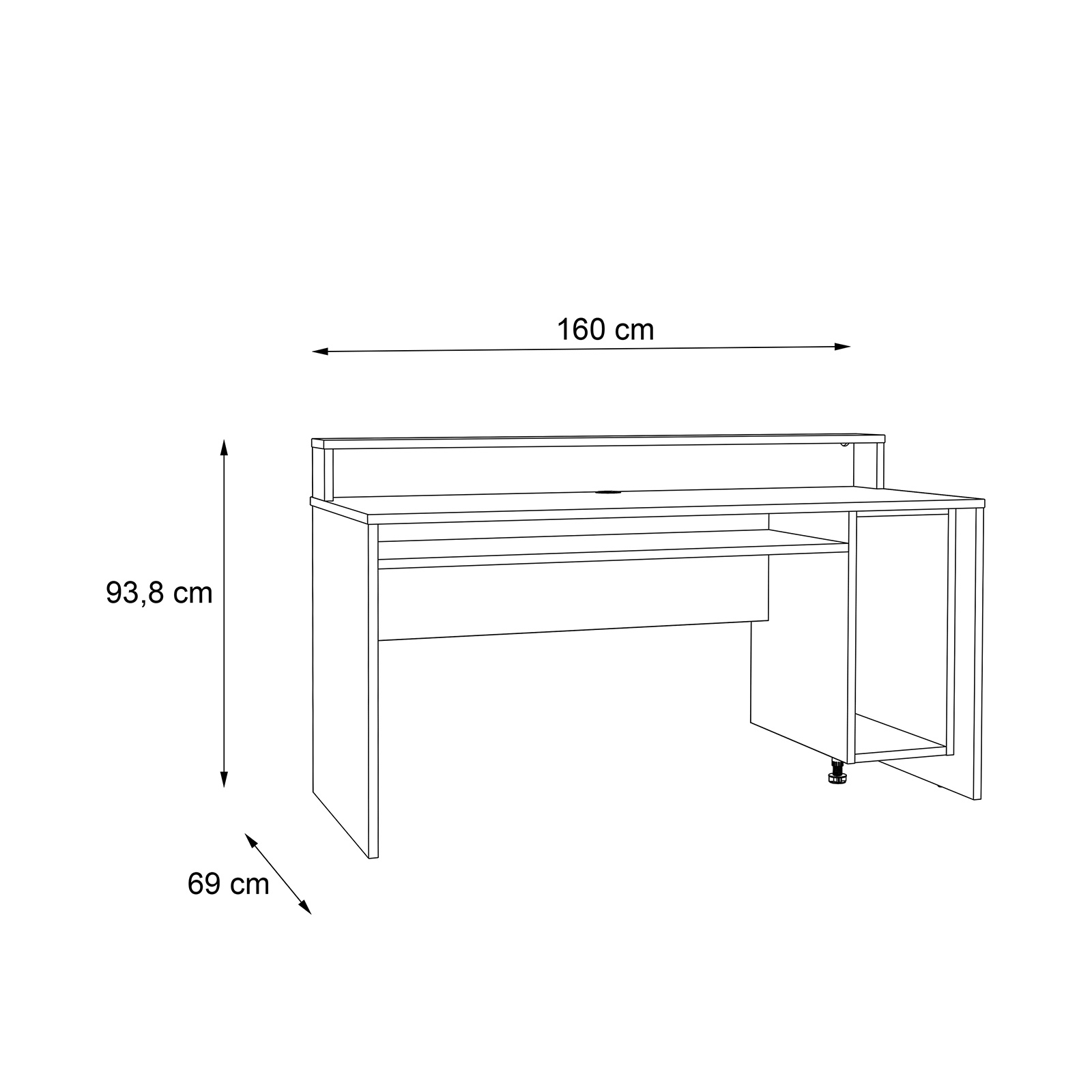 Gamer-Schreibtisch - schwarz-orange - mit LED-Beleuchtung - 160 cm breit