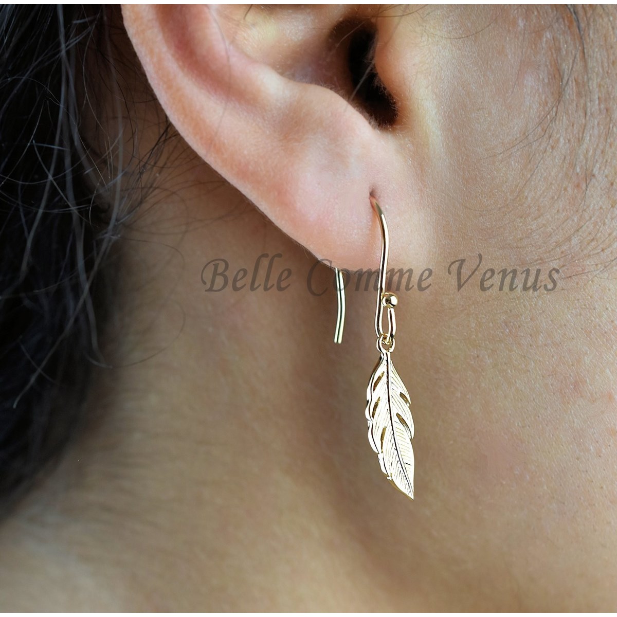 Parure plume Plaqué OR 750 3 microns