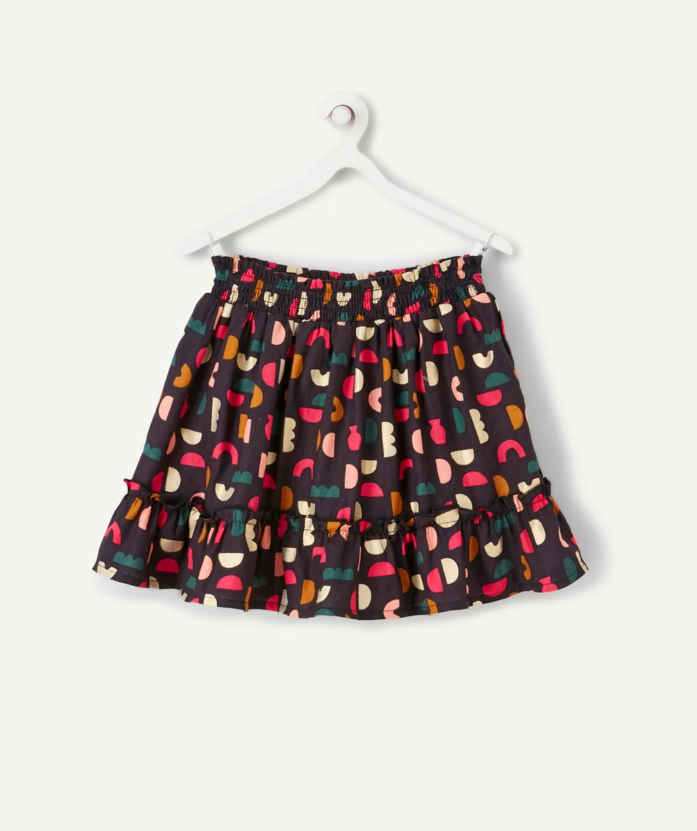 JUPE-SHORT À VOLANTS FILLE EN COTON ET IMPRIMÉ AVEC MOTIFS COLORÉS