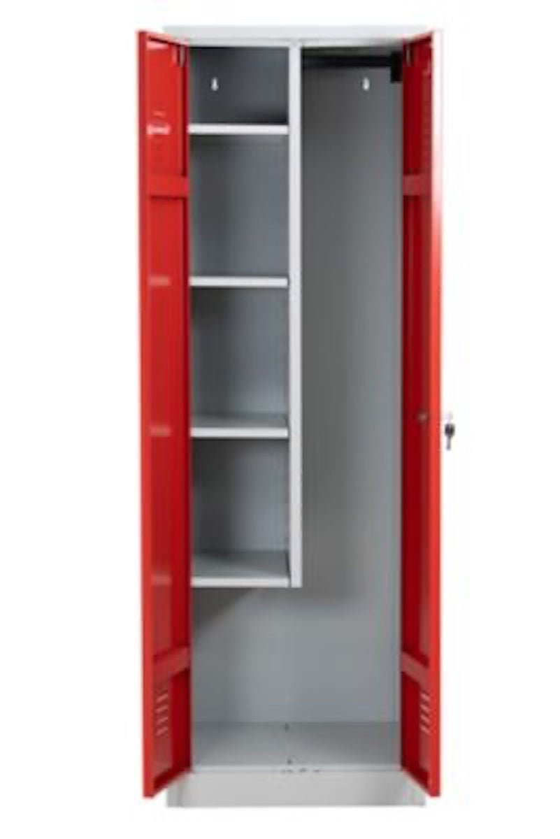 PROREGAL Dolphin metalen locker, HxBxD 180 x 60 x 50 cm, cilinderslot, grijsrood