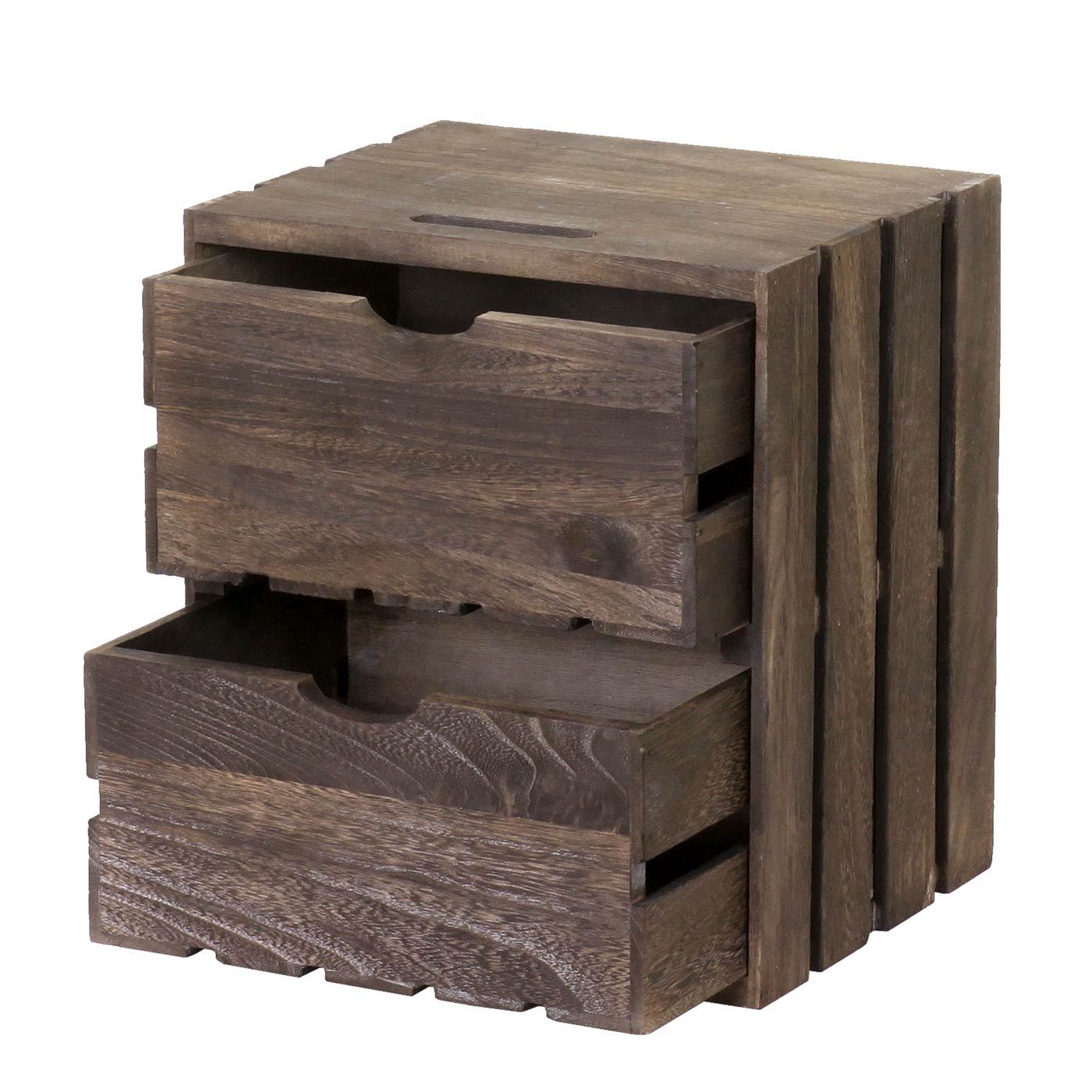Kommode MCW-C62, Schubladenkommode Holzkiste, Shabby-Look Vintage, 2 Schubladen 36x32x26cm ~ braun