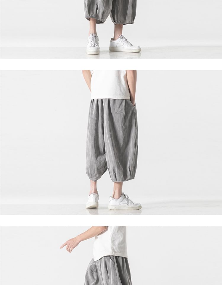 Sparrow Farm - Effen cropped harembroek met trekkoord in de taille