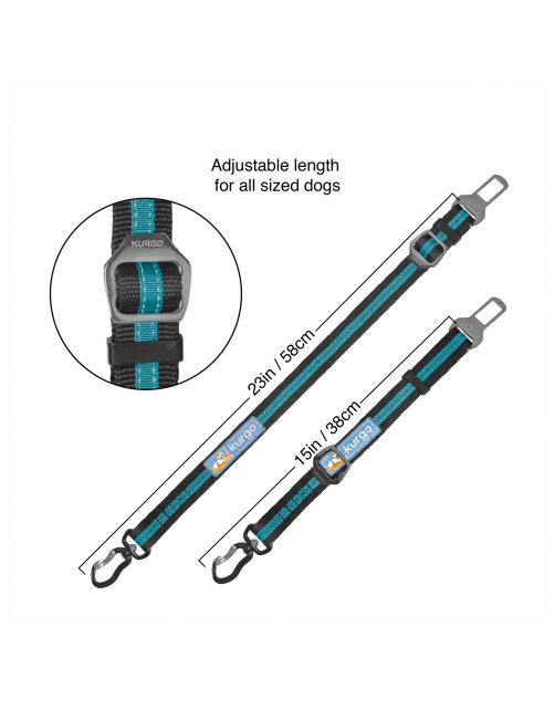 Kurgo Seatbelt Swivel Tether - Hondenautoaccessoire - Blauw Zwart