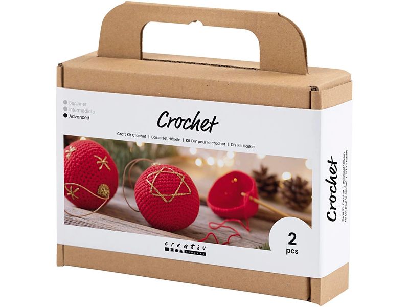 Creativ Company Bastelset Weihnachtskugeln Häkeln Individuell gestaltete Kugeln für den Weihnachtsbaum