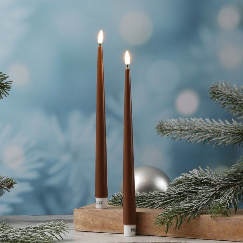 Deluxe Homeart - Led Kaars Caramel 2.2 x 28.0 cm (2x Shiny Dinner Candles)