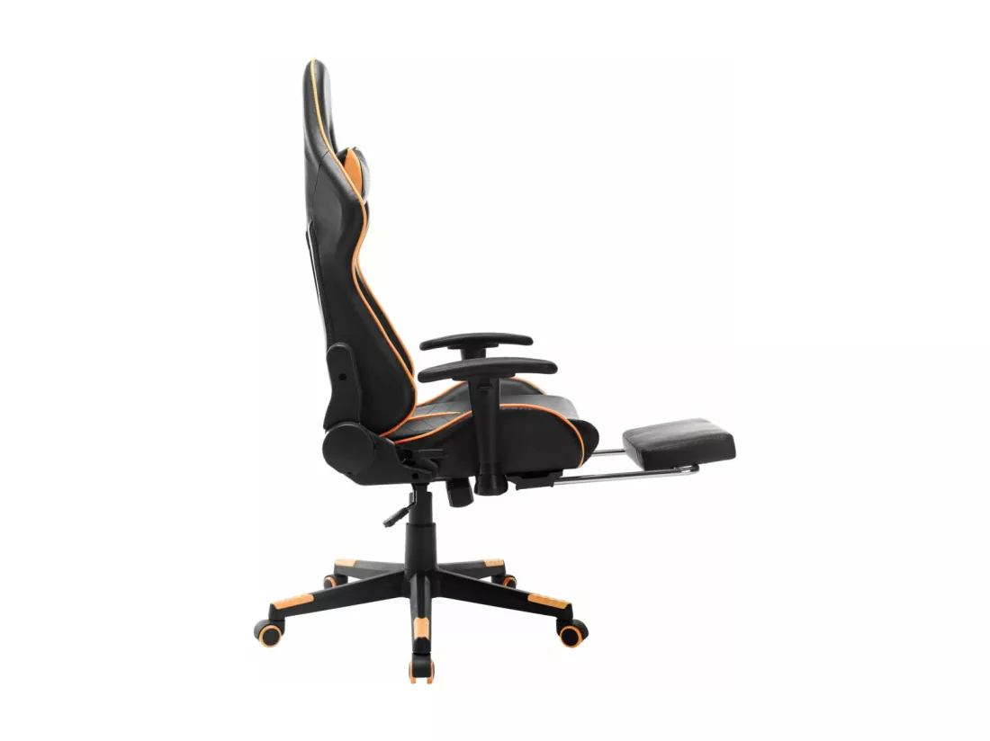Chaise de jeu avec repose-pied Noir et orange Cuir artificiel