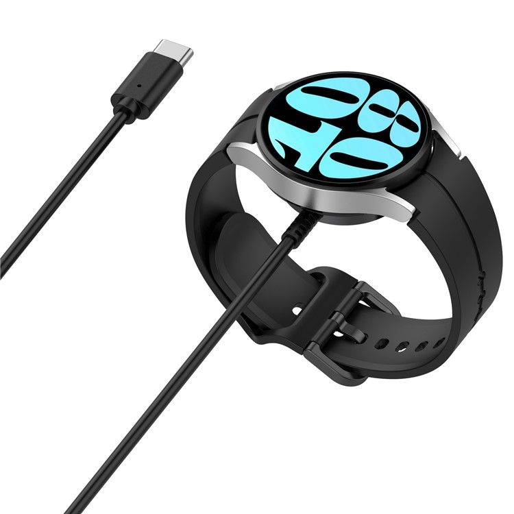 (1m) USB C auf Samsung Galaxy Watch 6 / 6 Classic / 5 / 5 Pro / 4 / 4 Classic / Active 2 / 1 Magnetisches Ladekabel - Schwarz