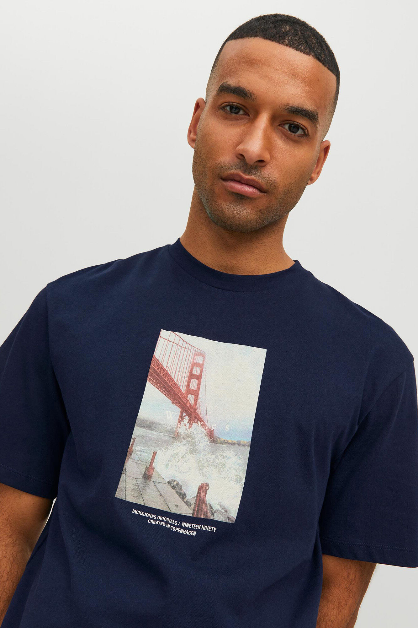 Camiseta de manga curta estampada - Azul-marinho