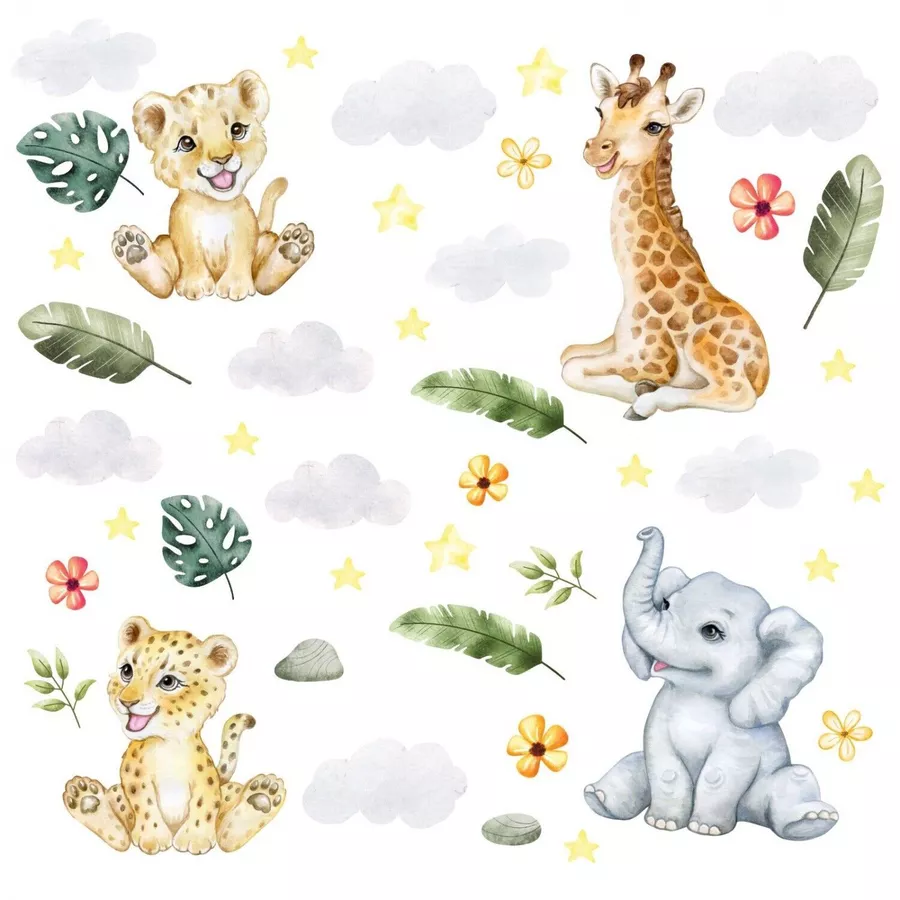 Nikima Wandtattoo 242 Wandtattoo Tierkinder Dschungelbabys bunt