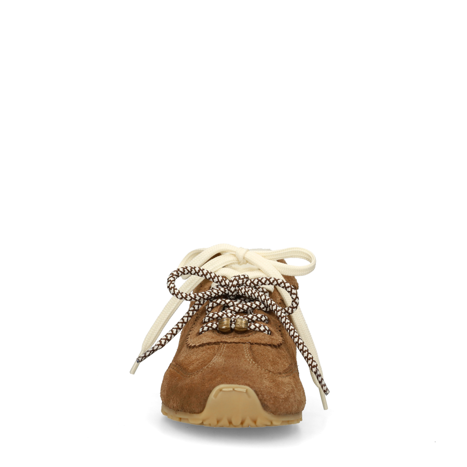 Bruine suède sneakers met dubbele vetersluiting