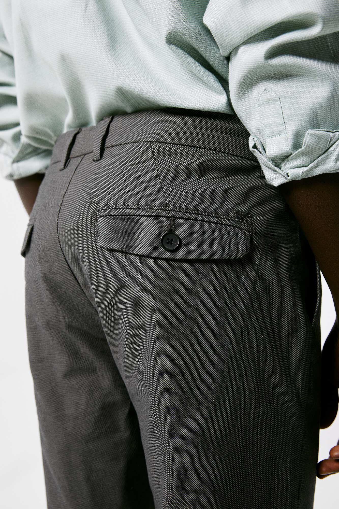 Vestido chino, estrutura bicolor - cinza escuro