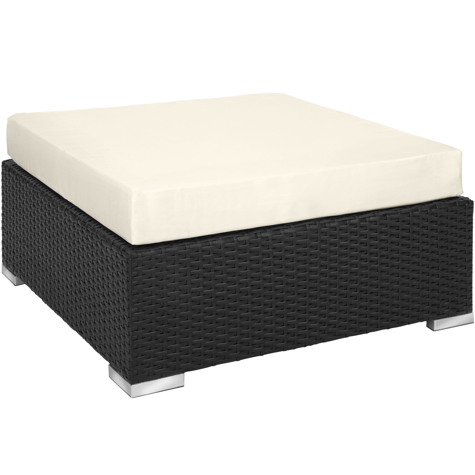 tectake® Rattan Lounge, mit Aluminiumgestell, wetterfest und UV-beständig, mit Sicherheitsglasplatte